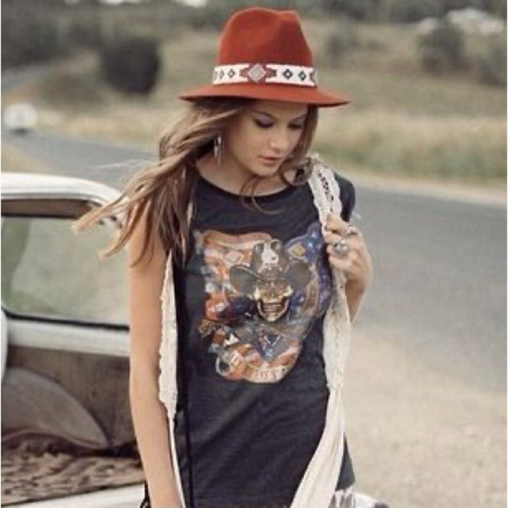 Lovely Bird San Miguel Aztec Beaded Band Wool Fedora Hat